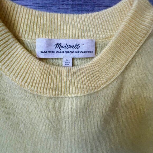Madewell 100% Recycled Cashmere Crew Neck Yellow Preppy Sweater Vest Scholar - Picture 4 of 4